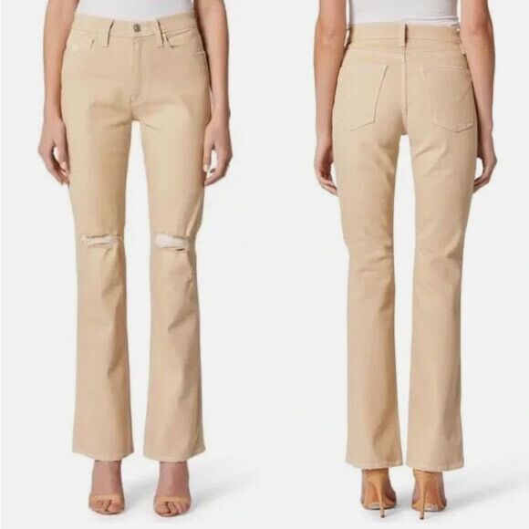HUDSON Abbey Ripped High Waist Bootcut Jeans Color Beige Womens Size 23 - Picture 1 of 14